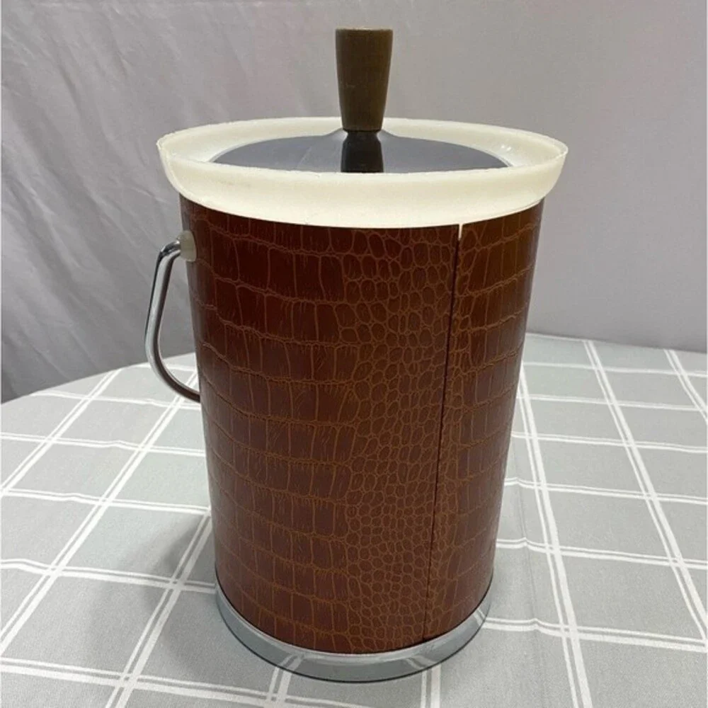 MCM Kromex Vintage Faux Crocodile & Chrome Ice Champagne Bucket
